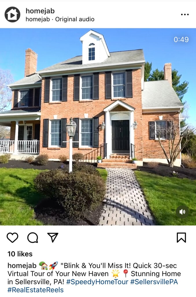 Instagram social media reel for real estate