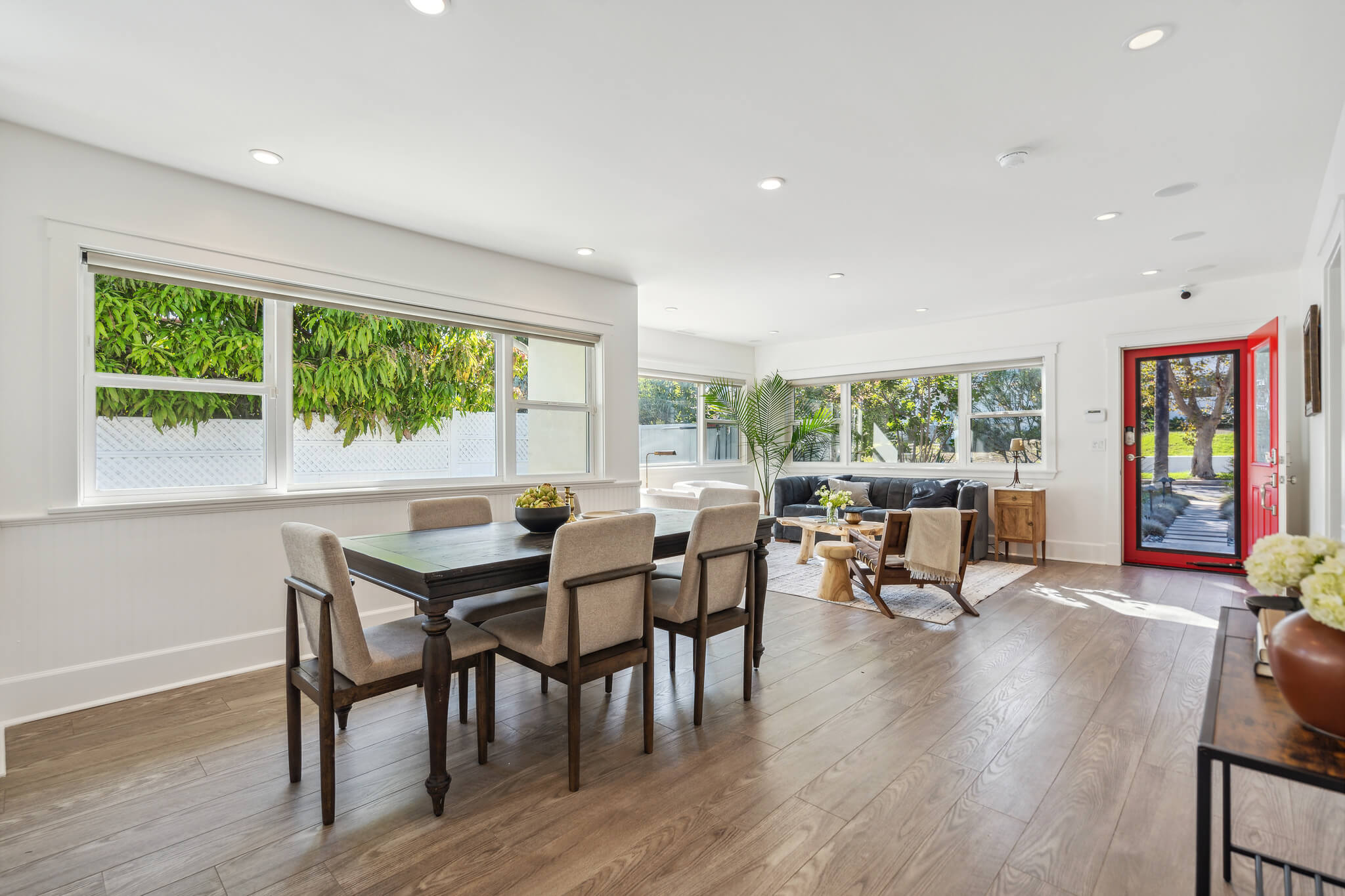 real estate photo of dining room and living room in Los Angeles