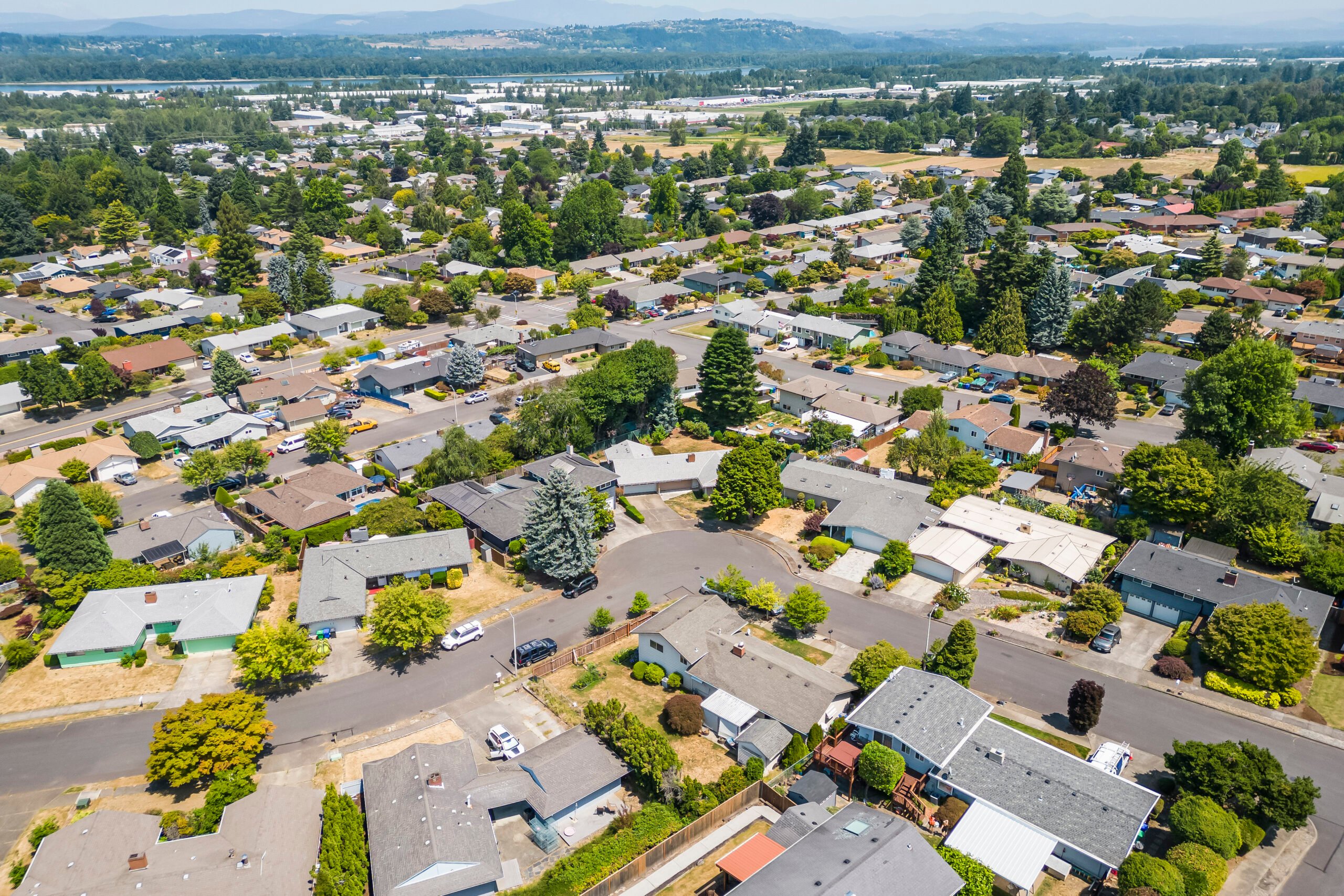 aerial photography of Portland residential community