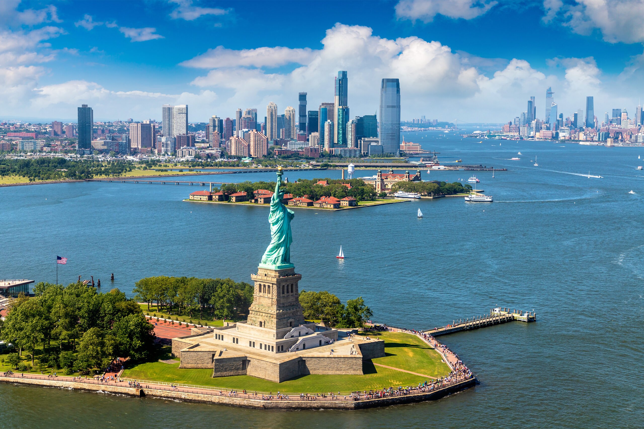New York Skyline and Statue of Liberty