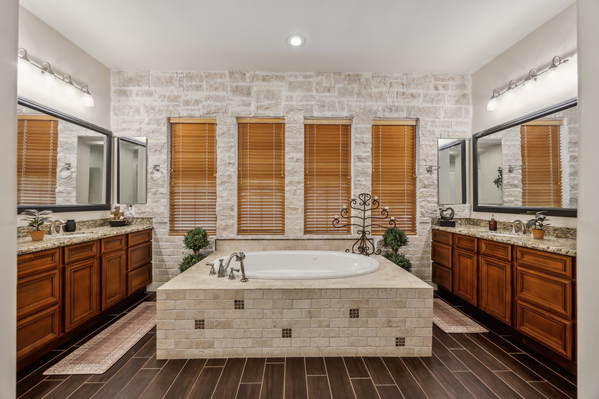 luxurious bathroom with soaking tub