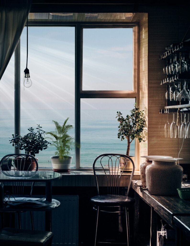 interior kitchen with ocean view