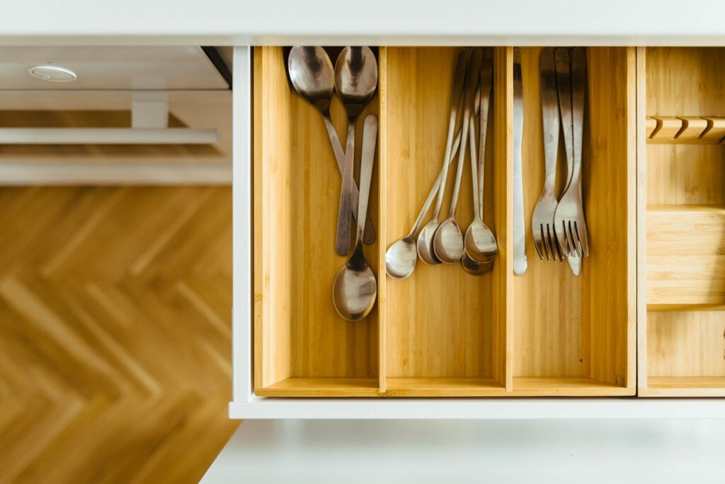 kitchen utensils in a drawer