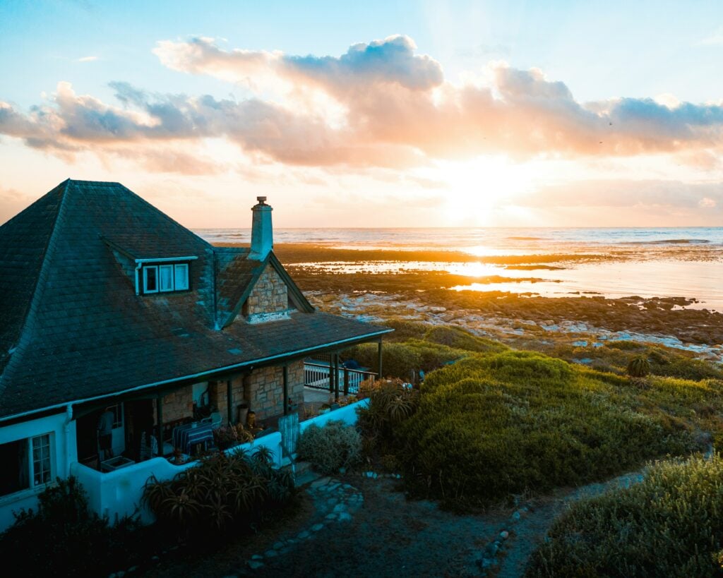 house at sunset