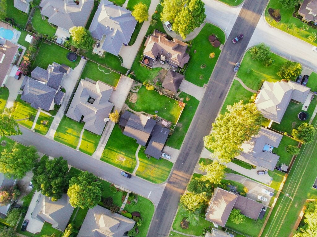 aerial view of houses