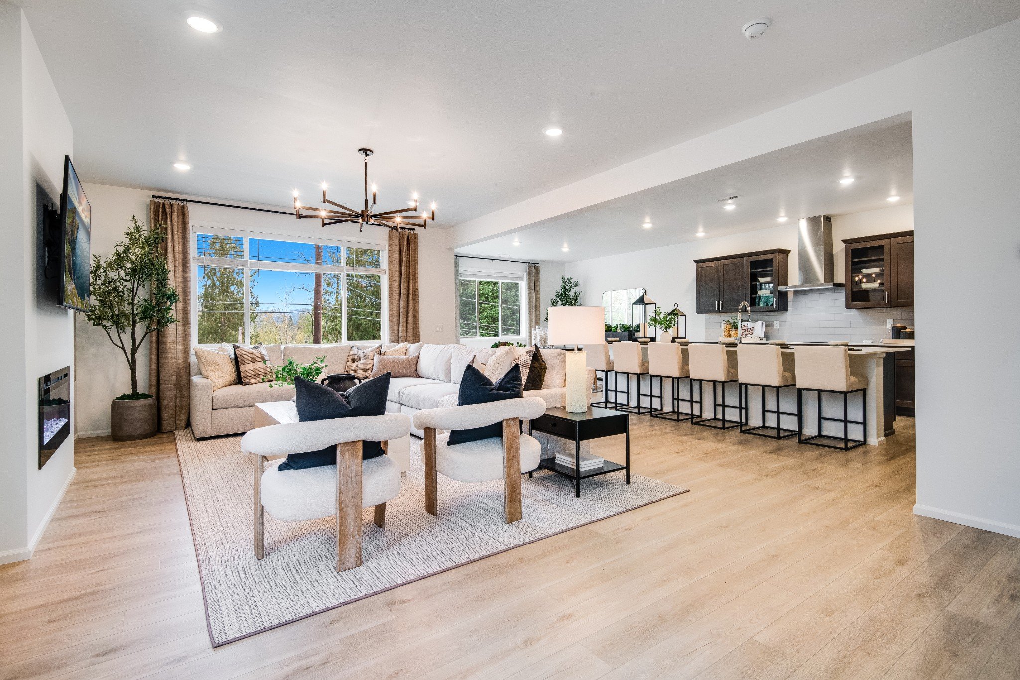 living room kitchen real estate shot 