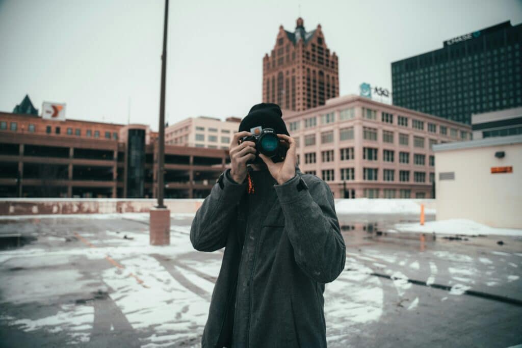 man taking a picture