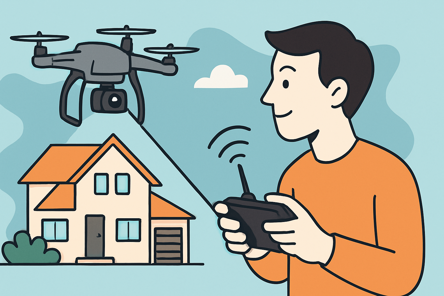 Drone Pilot Over Suburban Home