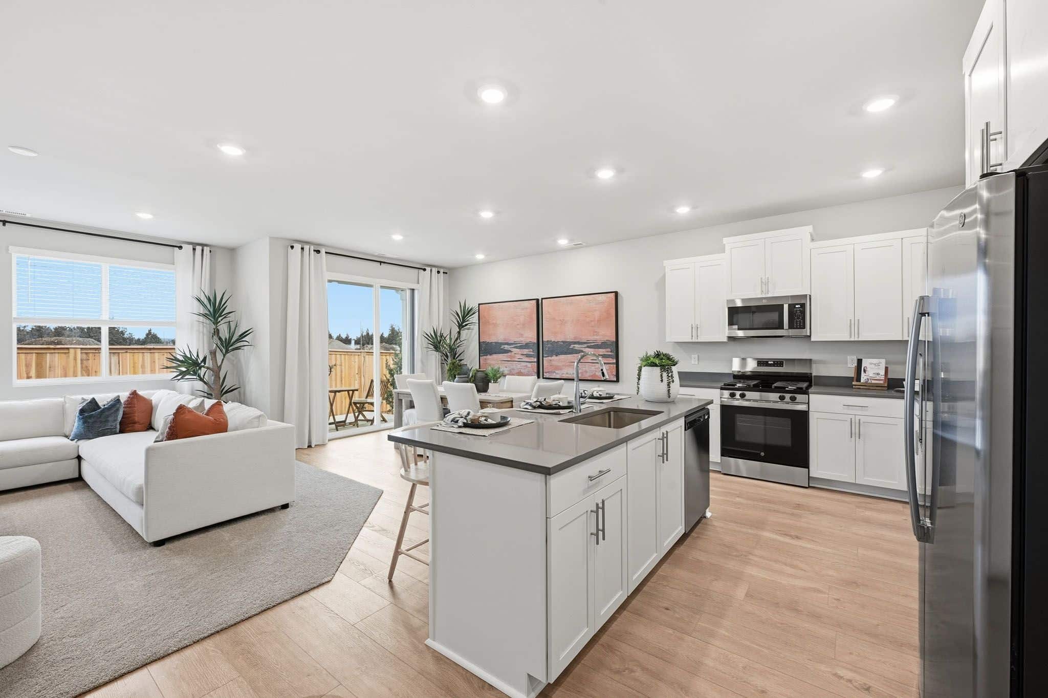 Kitchen and living room real estate photography