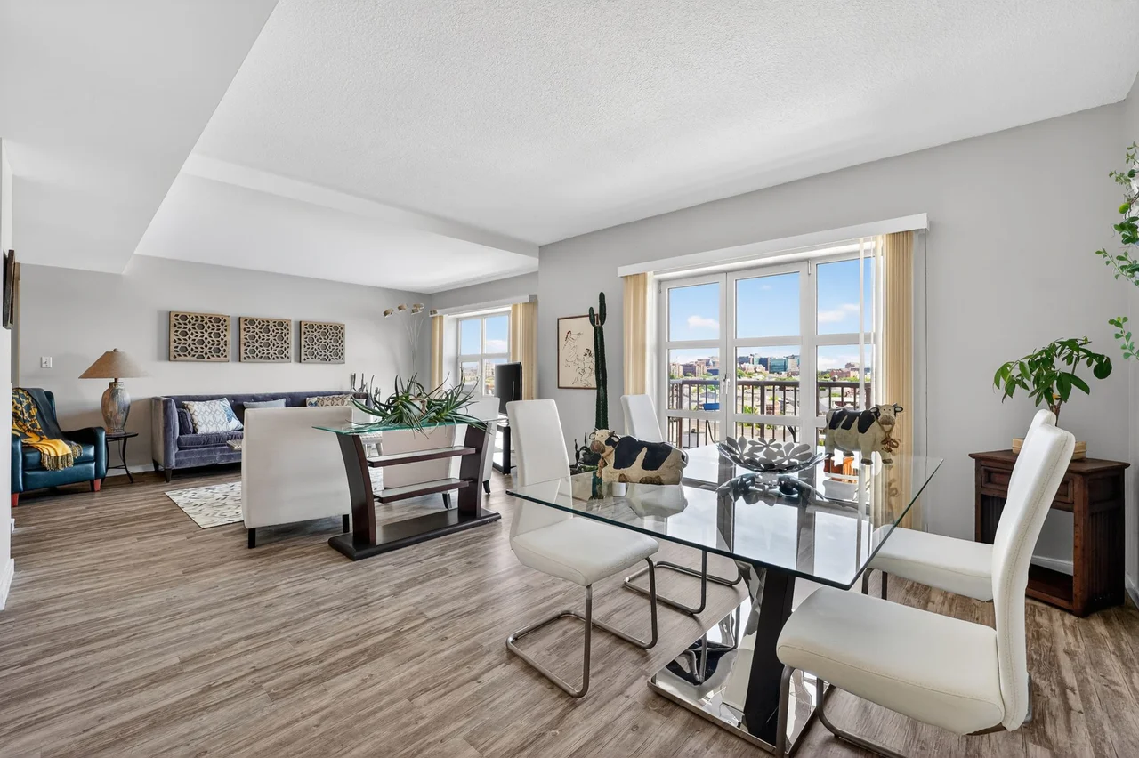 Open-plan dining and living room — professionally photographed listing