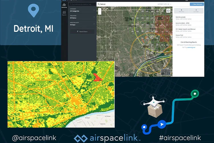 Airspace Link advisory maps of Detroit, Michigan