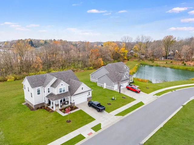 Aerial drone view of new home community