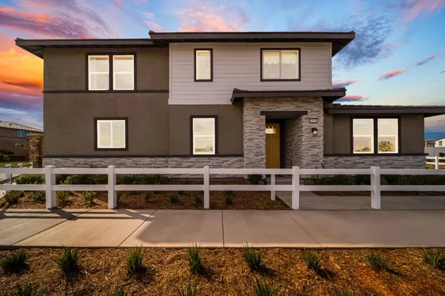 New construction home twilight exterior