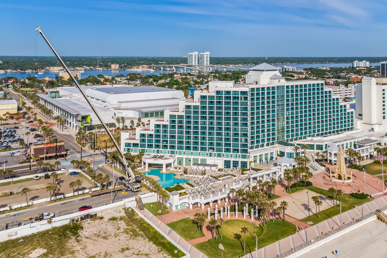 Oceanfront hotel resort, aerial view