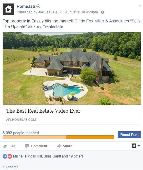 Image showing an example on using social media to list a home.