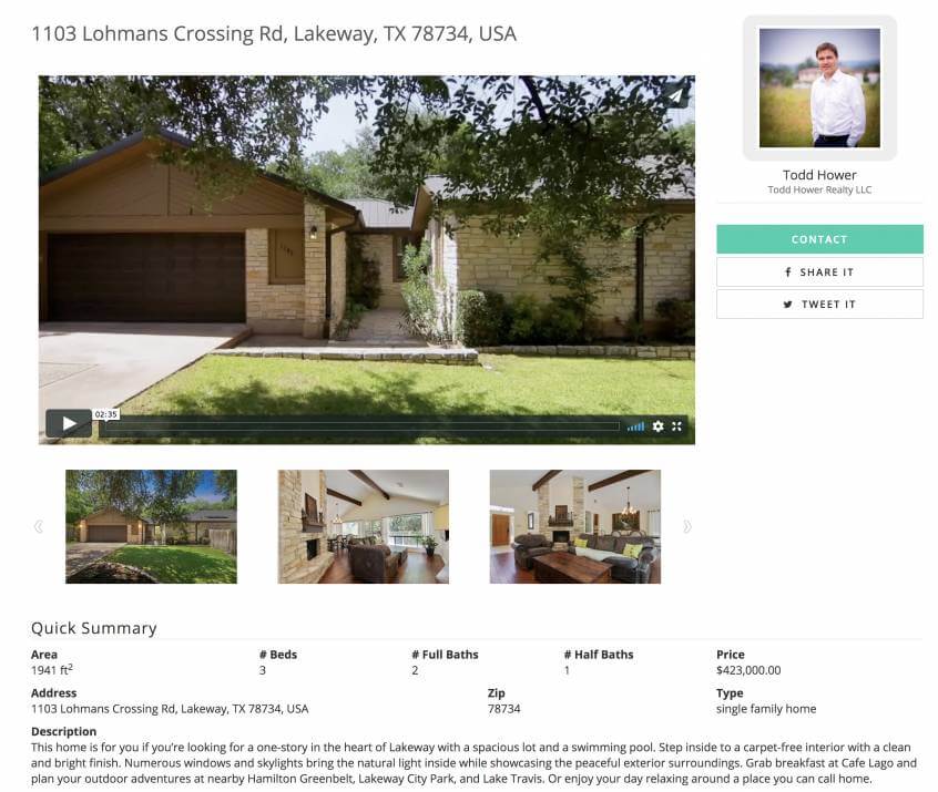 Summery of a real estate listing in TX. - HomeJab