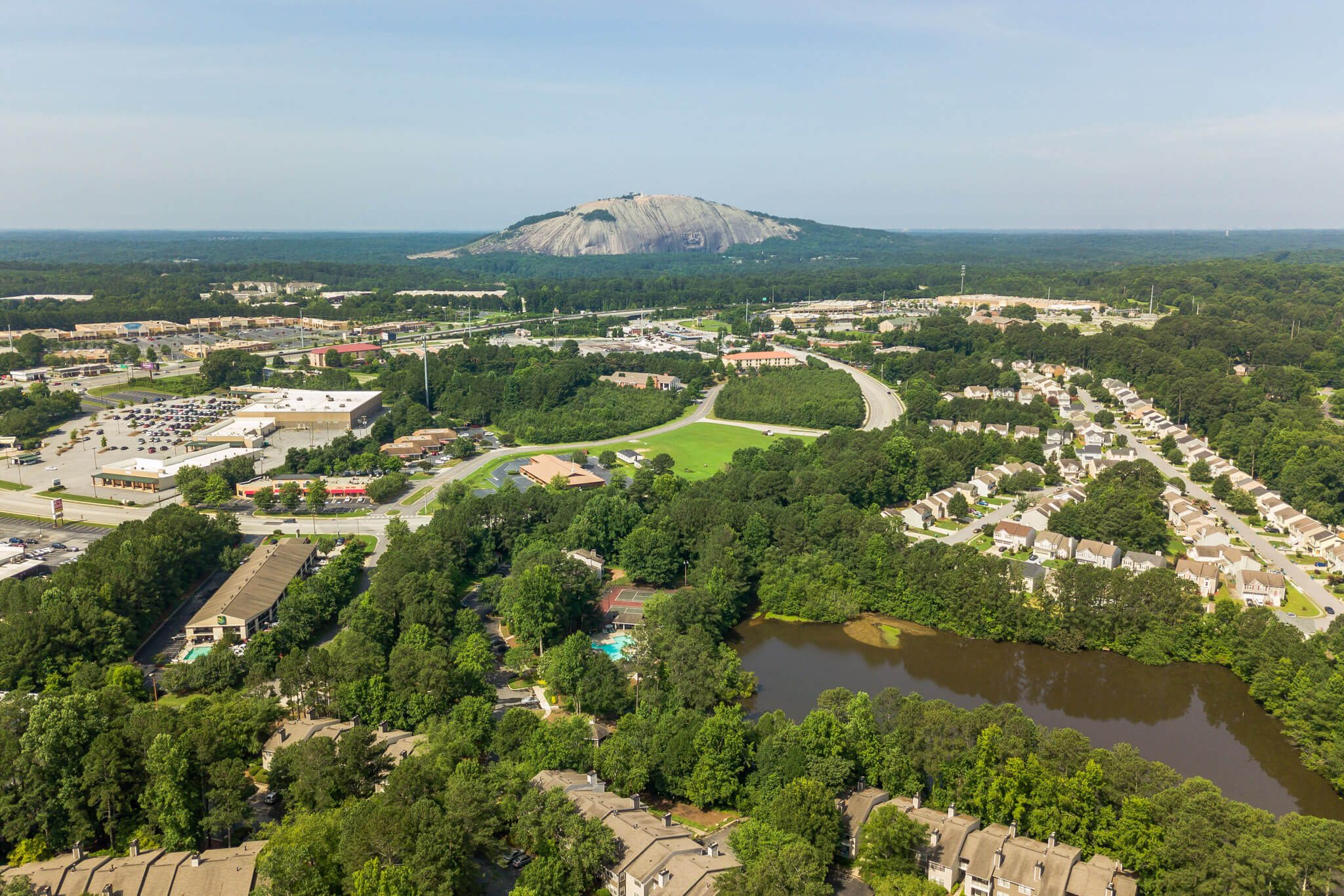 real estate drone photo Stone Mountain, GA