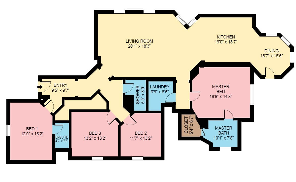 traditional floor plan example in color 