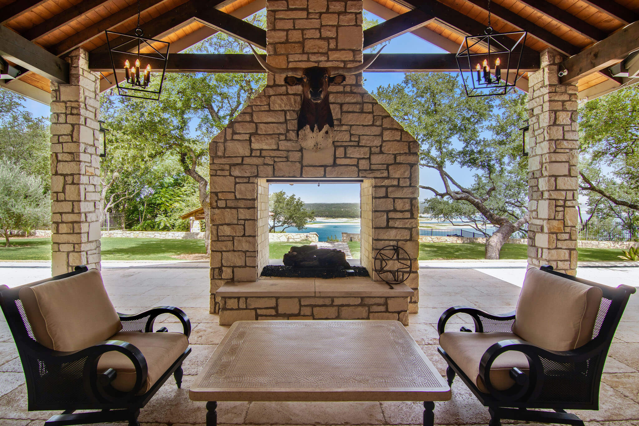 outside fireplace Austin, TX real estate photography 