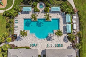 drone photo of pool - real estate photography